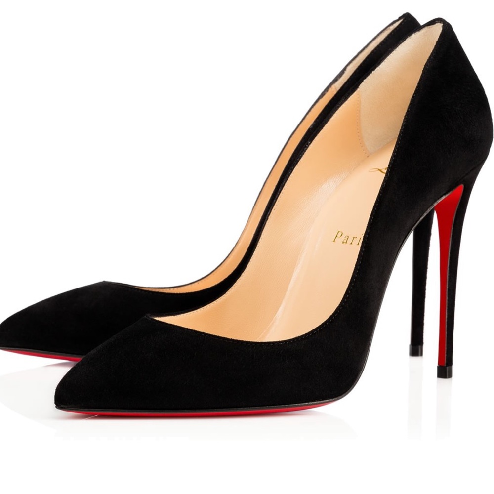 Like🆕CHRISTIAN LOUBOUTIN PIGALLE FOLLIES BLACK SUEDE 100mm POINTY TOE PUMPS 42 - Picture 1 of 9